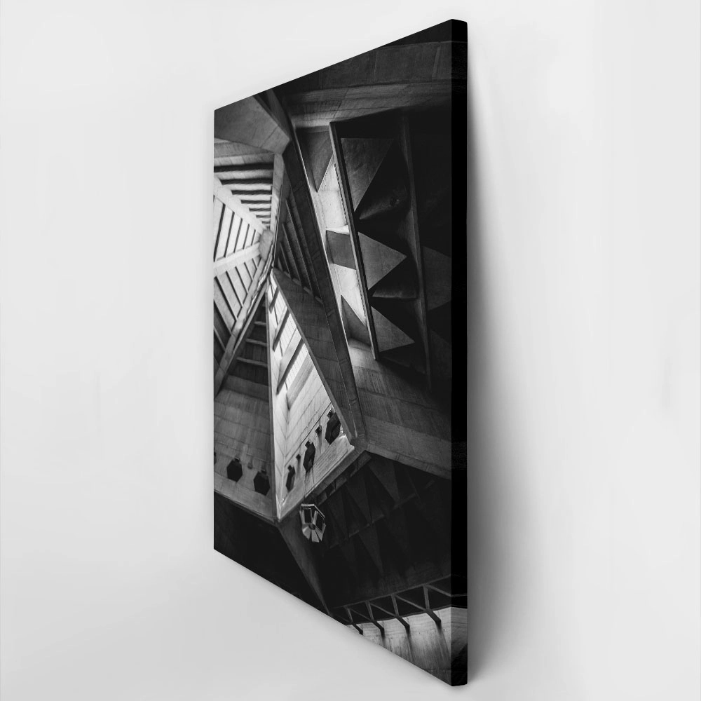Πίνακας σε Καμβά BLACK AND WHITE ARCHITECTURAL CATHEDRAL INTERIOR
