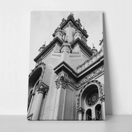Πίνακας σε Καμβά BLACK AND WHITE ARCHITECTURAL CHURCH - Πολεις και Αρχιτεκτονικη