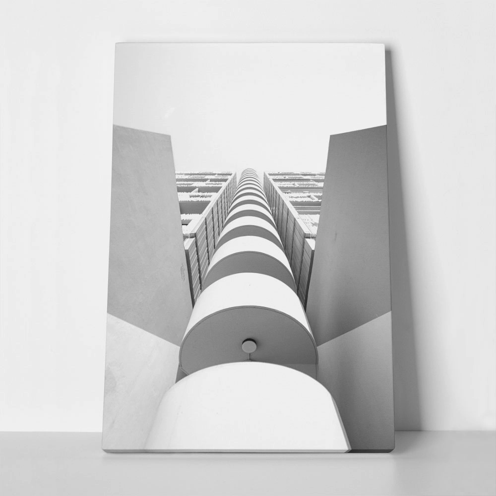 Πίνακας σε Καμβά BLACK AND WHITE ARCHITECTURAL CIRCULAR BALCONIES