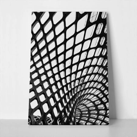 Πίνακας σε Καμβά BLACK AND WHITE ARCHITECTURAL COCOON GEOMETRIC PATTERN
