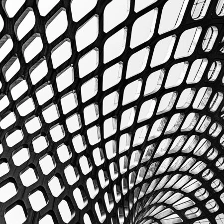 Πίνακας σε Καμβά BLACK AND WHITE ARCHITECTURAL COCOON GEOMETRIC PATTERN - Πολεις και Αρχιτεκτονικη Sticky 5