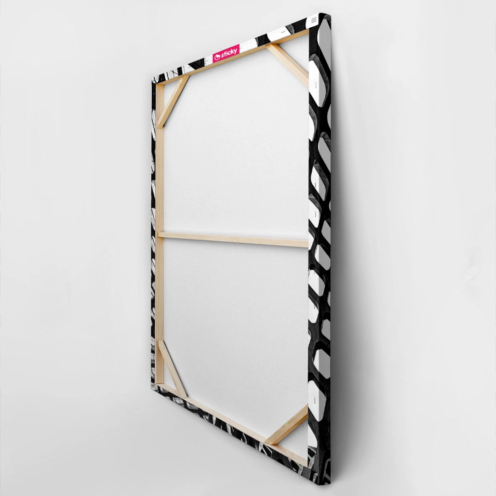 Πίνακας σε Καμβά BLACK AND WHITE ARCHITECTURAL COCOON GEOMETRIC PATTERN