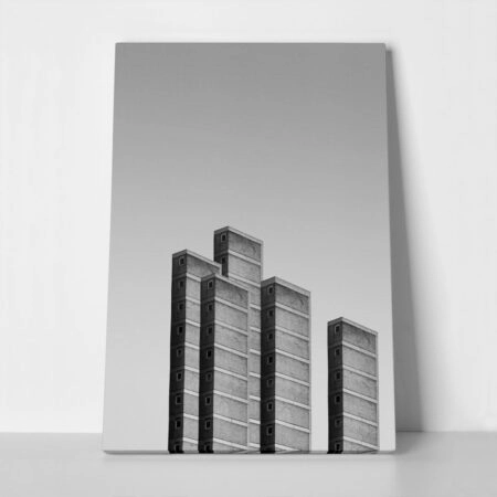 Πίνακας σε Καμβά BLACK AND WHITE ARCHITECTURAL CONCRETE APARTMENT BUILDING