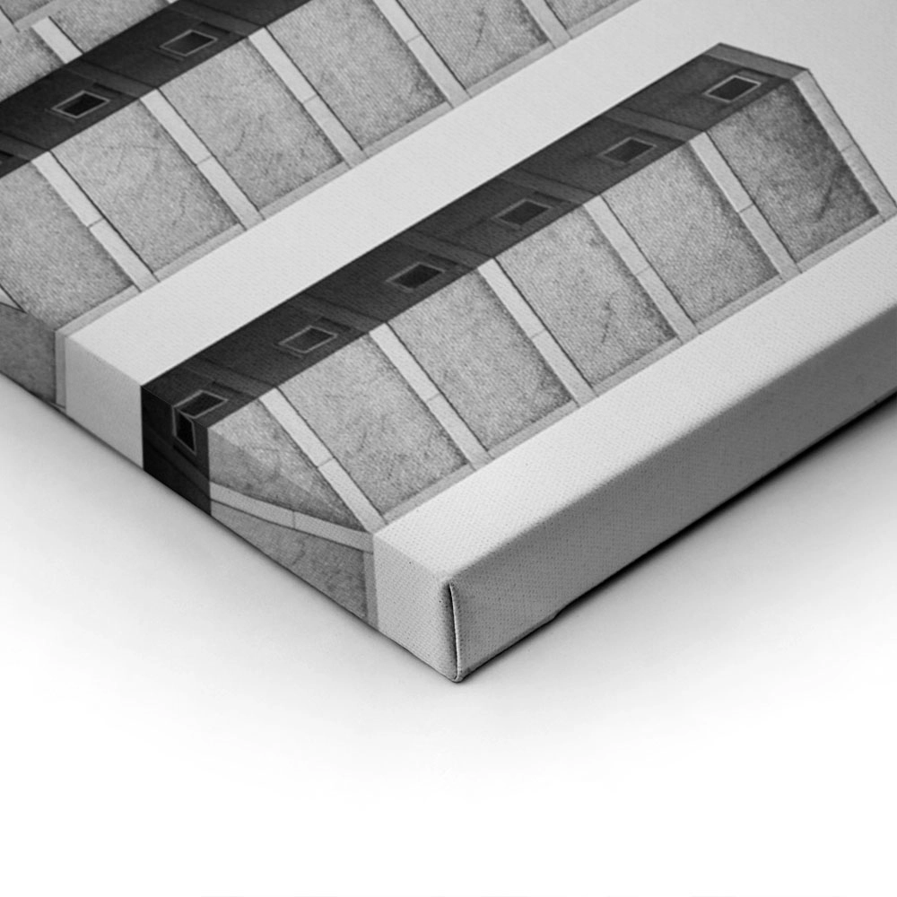 Πίνακας σε Καμβά BLACK AND WHITE ARCHITECTURAL CONCRETE APARTMENT BUILDING