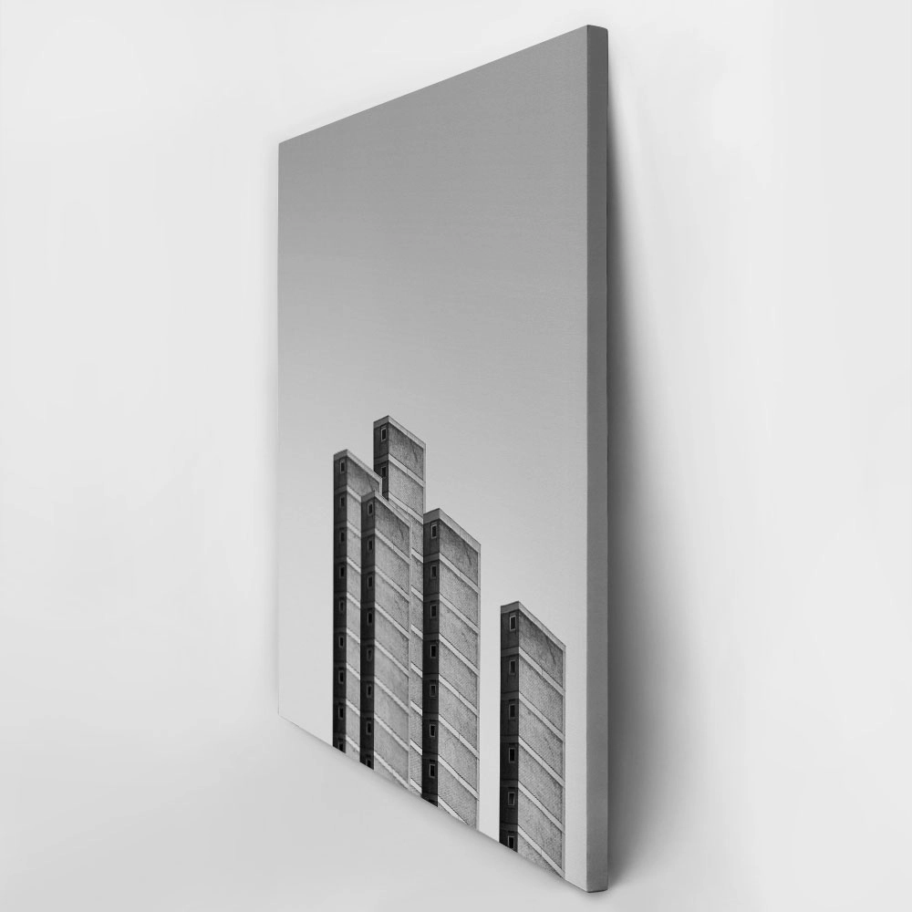 Πίνακας σε Καμβά BLACK AND WHITE ARCHITECTURAL CONCRETE APARTMENT BUILDING