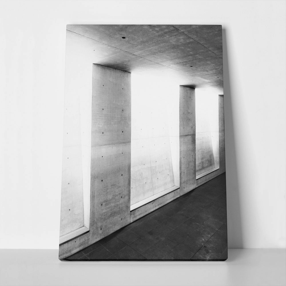 Πίνακας σε Καμβά BLACK AND WHITE ARCHITECTURAL CONCRETE CORRIDOR