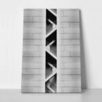 Πίνακας σε Καμβά BLACK AND WHITE ARCHITECTURAL CONCRETE STAIRCASE 2