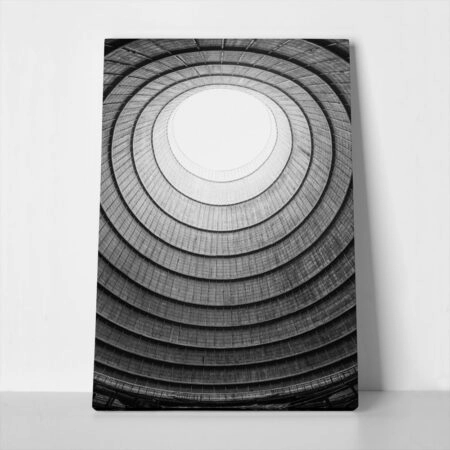 Πίνακας σε Καμβά BLACK AND WHITE ARCHITECTURAL COOLING TOWER - Πολεις και Αρχιτεκτονικη