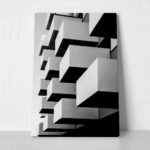 Πίνακας σε Καμβά BLACK AND WHITE ARCHITECTURAL CUBE BALCONIES