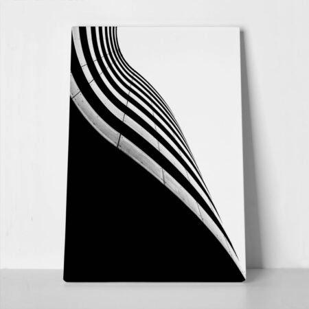 Πίνακας σε Καμβά BLACK AND WHITE ARCHITECTURAL CURVED BALCONIES - Πολεις και Αρχιτεκτονικη