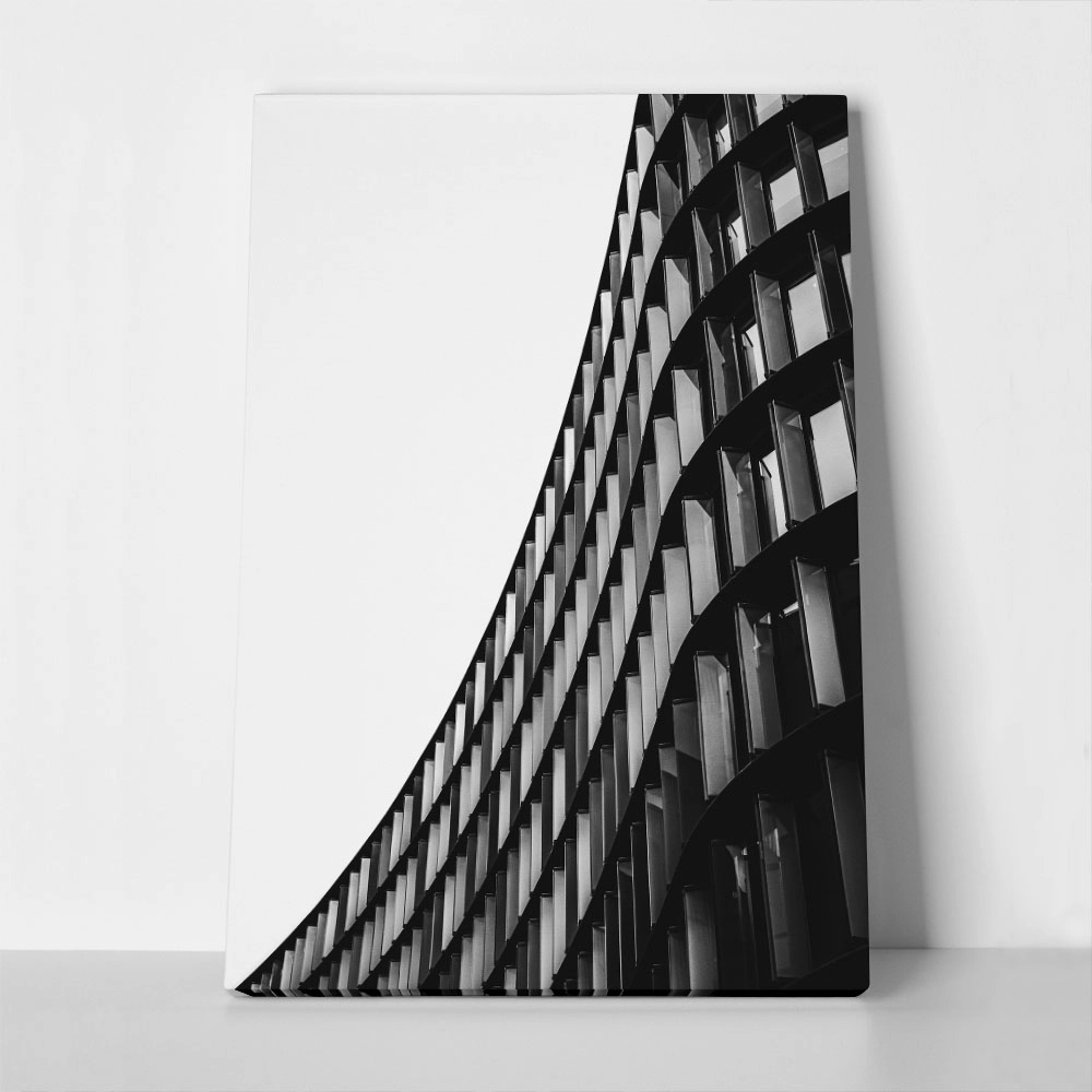 Πίνακας σε Καμβά BLACK AND WHITE ARCHITECTURAL CURVED BUILDING
