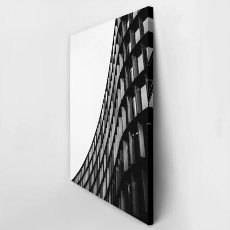 Πίνακας σε Καμβά BLACK AND WHITE ARCHITECTURAL CURVED BUILDING - Πολεις και Αρχιτεκτονικη Sticky 2