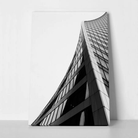 Πίνακας σε Καμβά BLACK AND WHITE ARCHITECTURAL CURVED FACADE 2