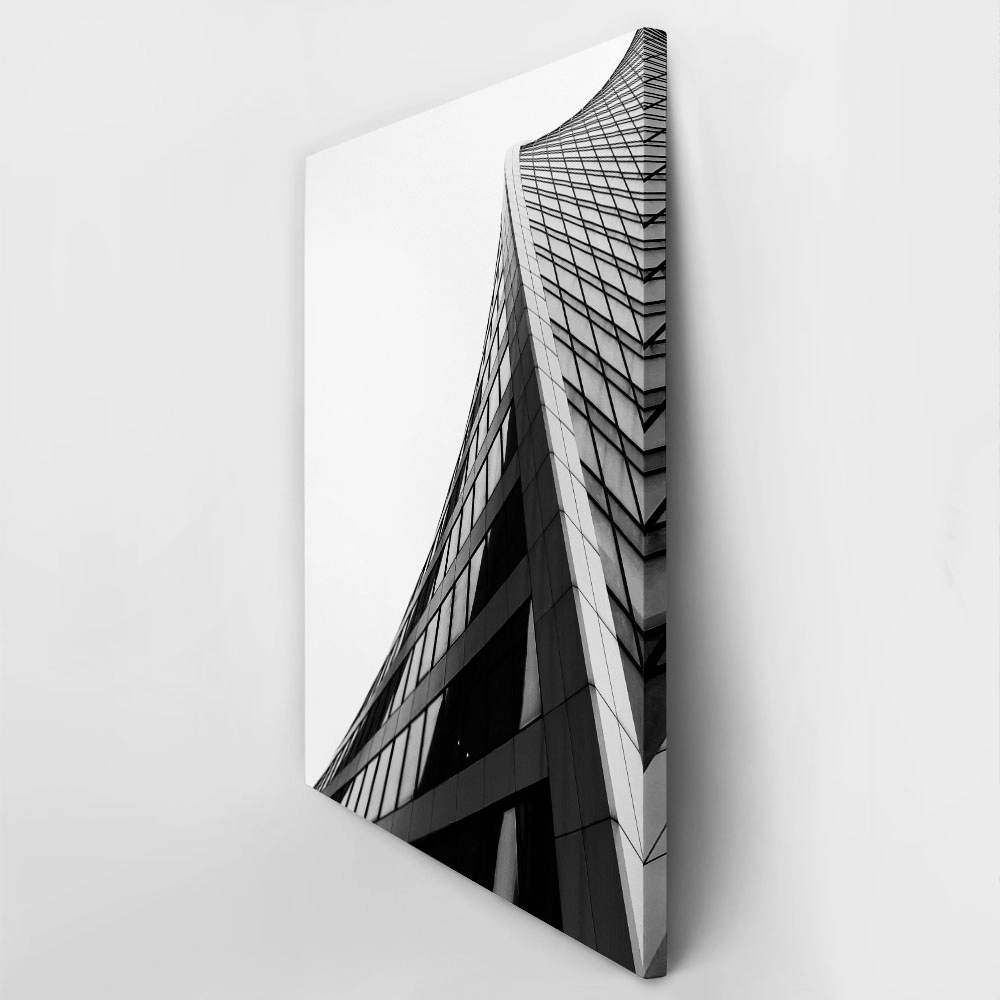 Πίνακας σε Καμβά BLACK AND WHITE ARCHITECTURAL CURVED FACADE 2