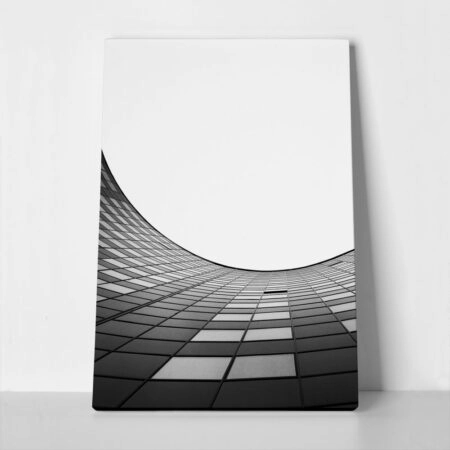 Πίνακας σε Καμβά BLACK AND WHITE ARCHITECTURAL CURVED FACADE 3