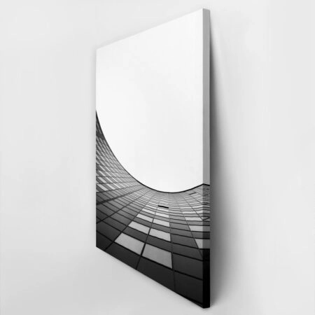 Πίνακας σε Καμβά BLACK AND WHITE ARCHITECTURAL CURVED FACADE 3 - Πολεις και Αρχιτεκτονικη Sticky 2