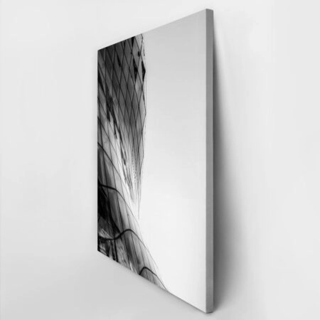 Πίνακας σε Καμβά BLACK AND WHITE ARCHITECTURAL CURVED GLASS BUILDING - Πολεις και Αρχιτεκτονικη Sticky 2