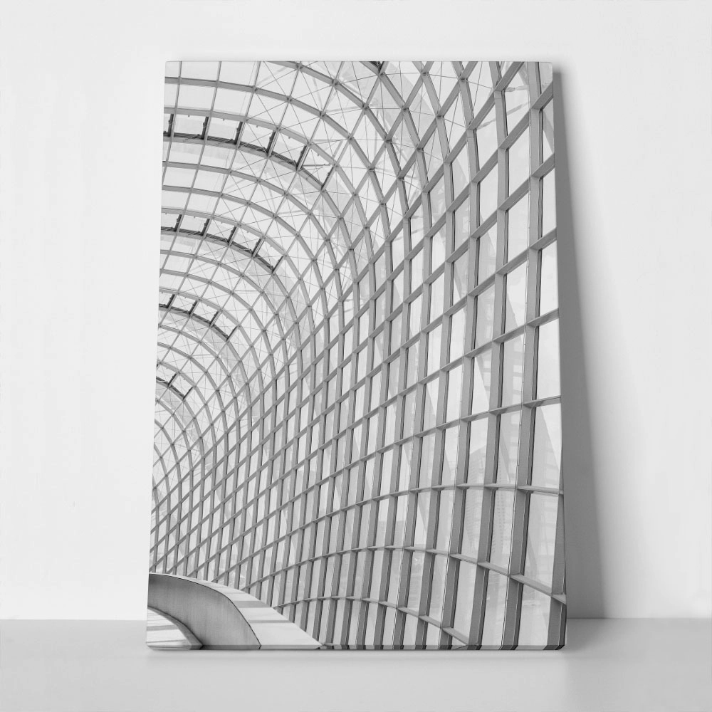 Πίνακας σε Καμβά BLACK AND WHITE ARCHITECTURAL CURVED GLASS ROOF