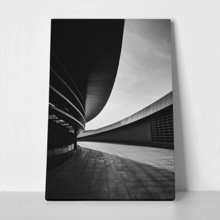 Πίνακας σε Καμβά BLACK AND WHITE ARCHITECTURAL CURVED STRUCTURAL ELEMENTS - Πολεις και Αρχιτεκτονικη
