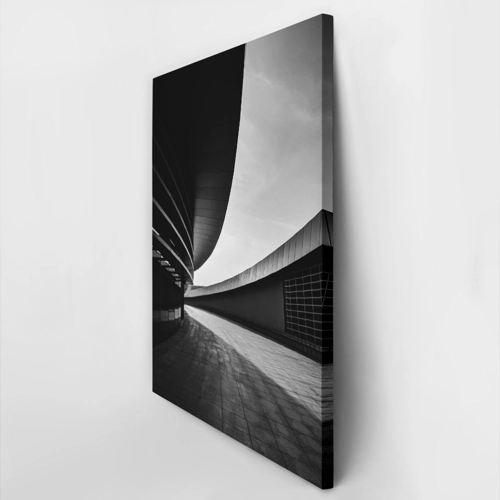 Πίνακας σε Καμβά BLACK AND WHITE ARCHITECTURAL CURVED STRUCTURAL ELEMENTS