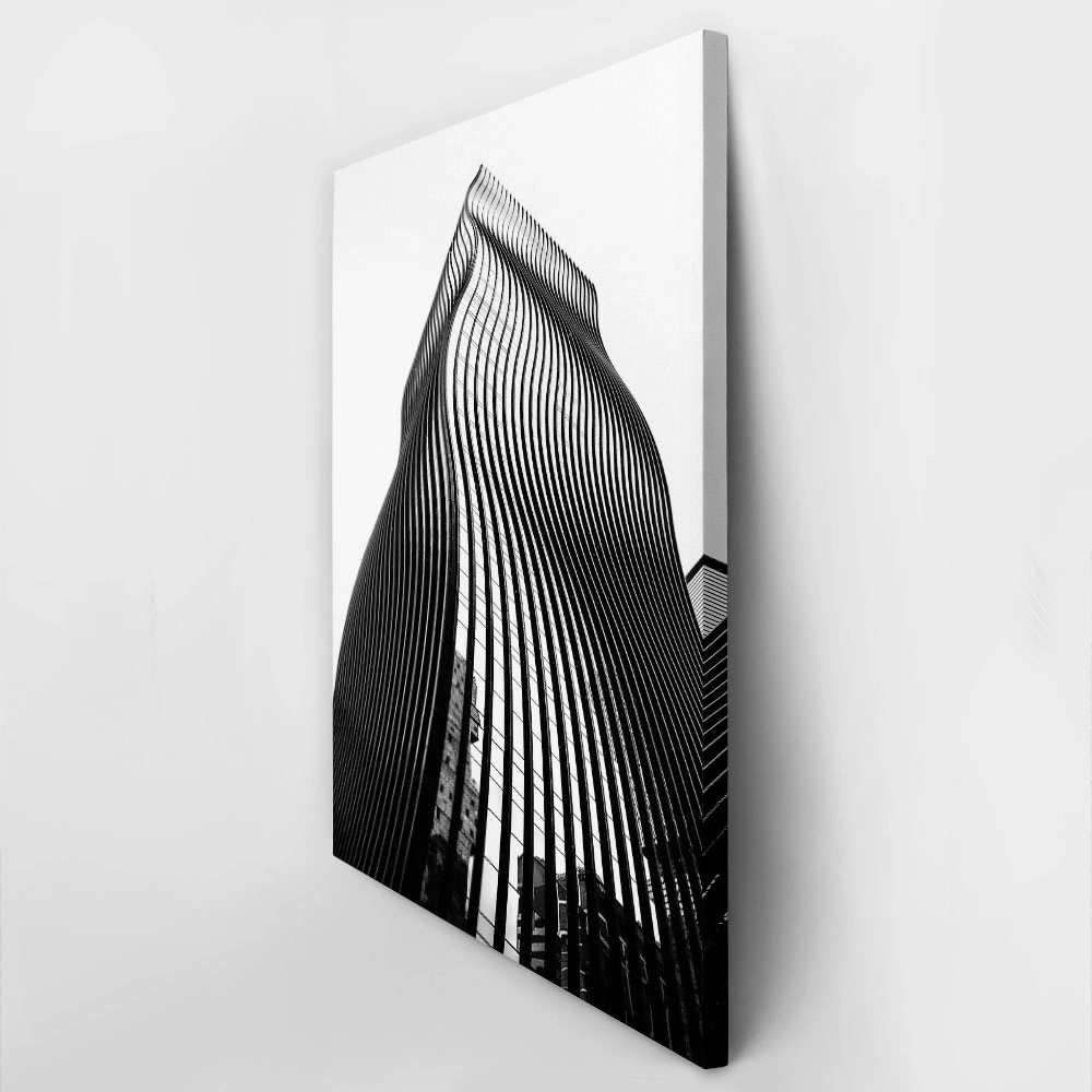 Πίνακας σε Καμβά BLACK AND WHITE ARCHITECTURAL CURVY TOWER