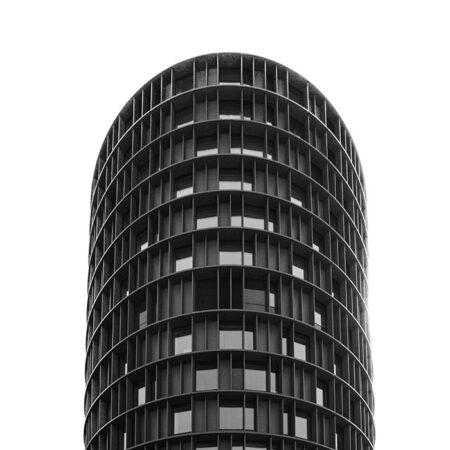 Πίνακας σε Καμβά BLACK AND WHITE ARCHITECTURAL CYLINDRICAL STRUCTURE - Πολεις και Αρχιτεκτονικη Sticky 5