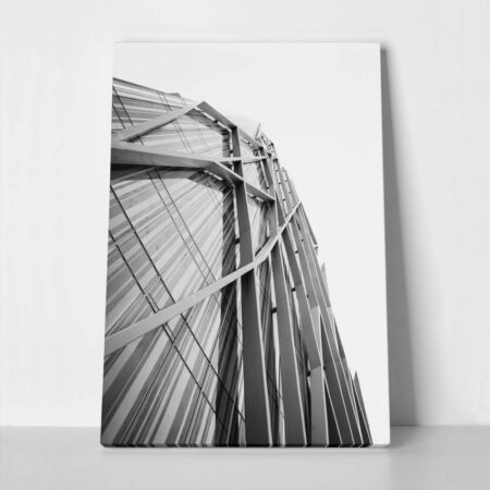 Πίνακας σε Καμβά BLACK AND WHITE ARCHITECTURAL DIAGONAL FRAMEWORK - Πολεις και Αρχιτεκτονικη