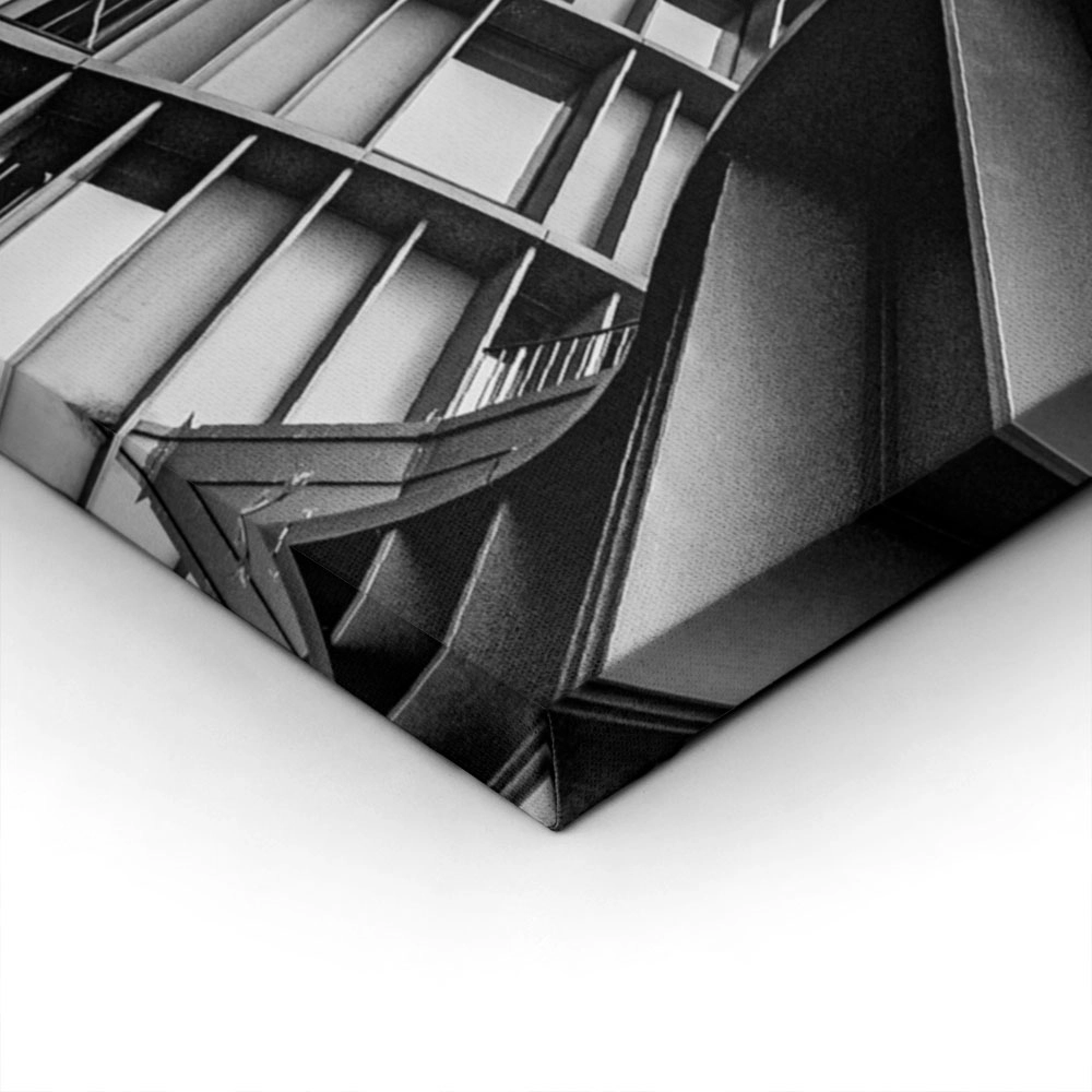 Πίνακας σε Καμβά BLACK AND WHITE ARCHITECTURAL FLOWING CURVED BUILDING