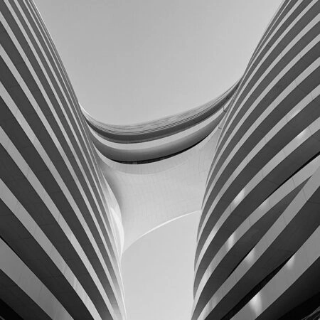 Πίνακας σε Καμβά BLACK AND WHITE ARCHITECTURAL FLOWING CURVES - Πολεις και Αρχιτεκτονικη Sticky 5