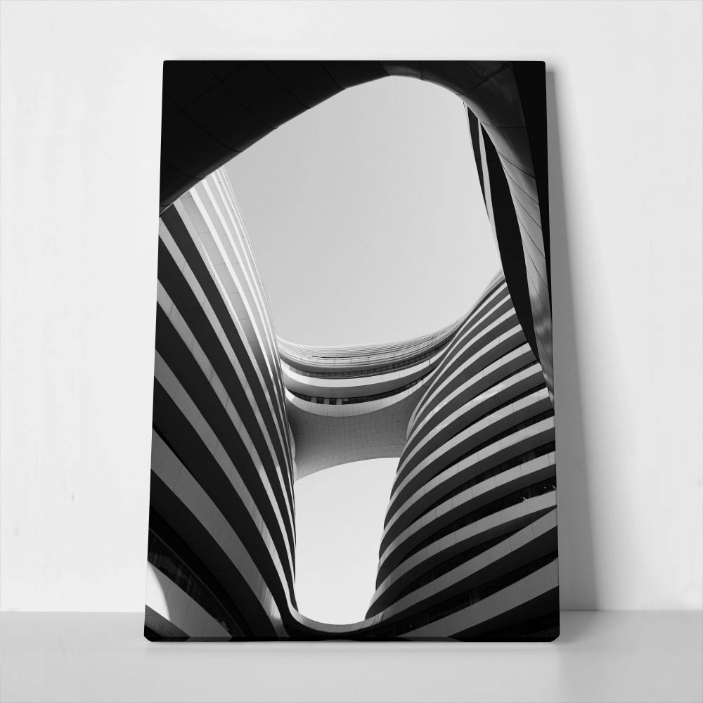 Πίνακας σε Καμβά BLACK AND WHITE ARCHITECTURAL FLOWING FORMS