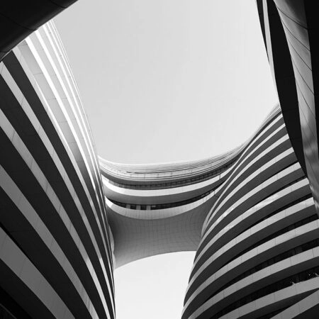 Πίνακας σε Καμβά BLACK AND WHITE ARCHITECTURAL FLOWING FORMS - Πολεις και Αρχιτεκτονικη Sticky 5