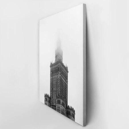 Πίνακας σε Καμβά BLACK AND WHITE ARCHITECTURAL FOGGY TOWER - Πολεις και Αρχιτεκτονικη Sticky 2
