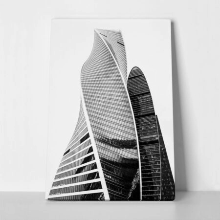 Πίνακας σε Καμβά BLACK AND WHITE ARCHITECTURAL FUTURISTIC SKYSCRAPER - Πολεις και Αρχιτεκτονικη
