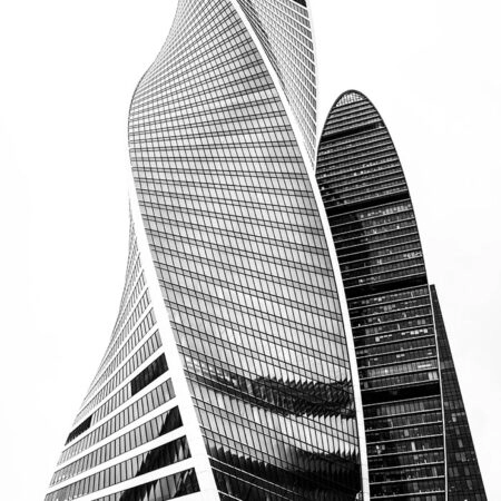 Πίνακας σε Καμβά BLACK AND WHITE ARCHITECTURAL FUTURISTIC SKYSCRAPER - Πολεις και Αρχιτεκτονικη Sticky 5