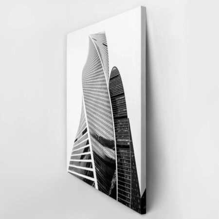 Πίνακας σε Καμβά BLACK AND WHITE ARCHITECTURAL FUTURISTIC SKYSCRAPER - Πολεις και Αρχιτεκτονικη Sticky 2