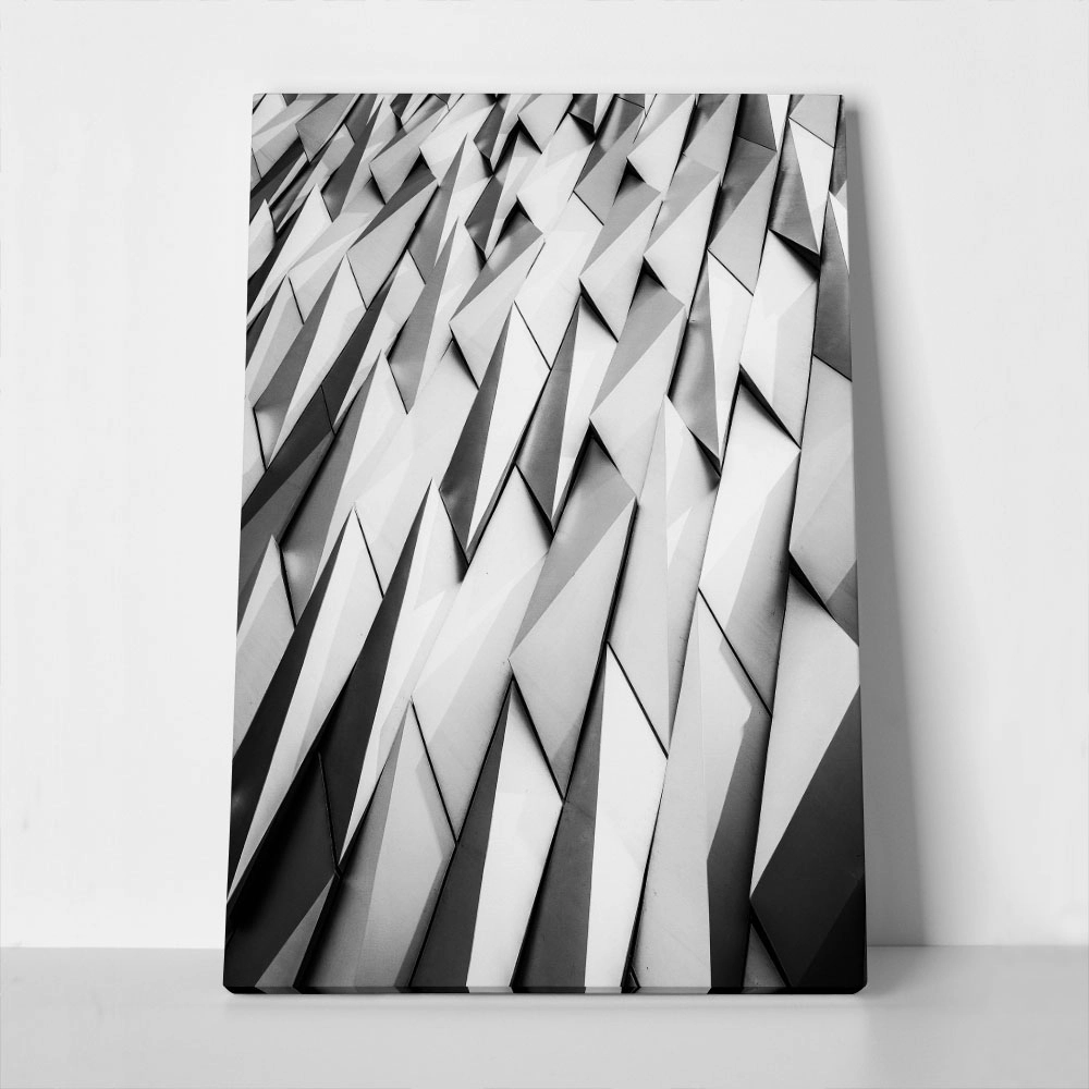 Πίνακας σε Καμβά BLACK AND WHITE ARCHITECTURAL GEOMETRIC ANGULAR PATTERN