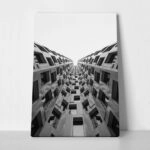 Πίνακας σε Καμβά BLACK AND WHITE ARCHITECTURAL GEOMETRIC APARTMENTS 2