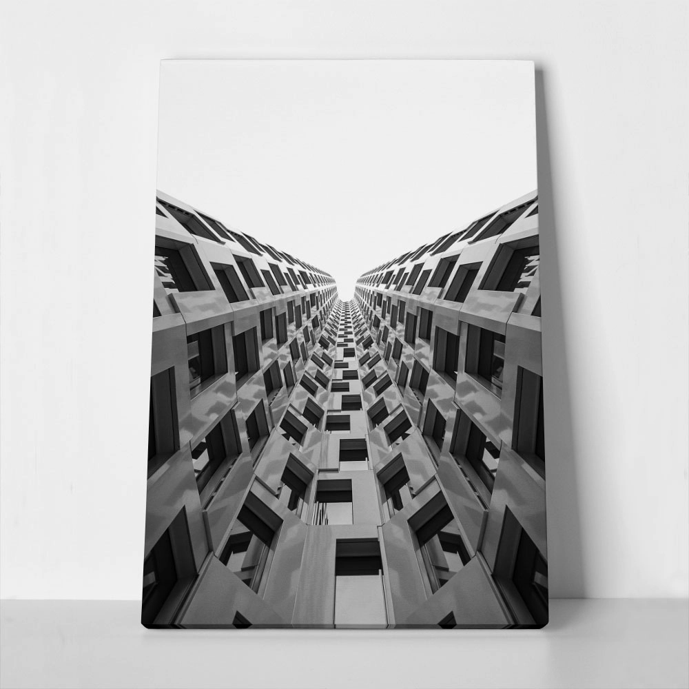 Πίνακας σε Καμβά BLACK AND WHITE ARCHITECTURAL GEOMETRIC APARTMENTS 2