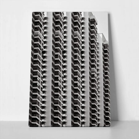 Πίνακας σε Καμβά BLACK AND WHITE ARCHITECTURAL GEOMETRIC APARTMENTS 3 - Πολεις και Αρχιτεκτονικη