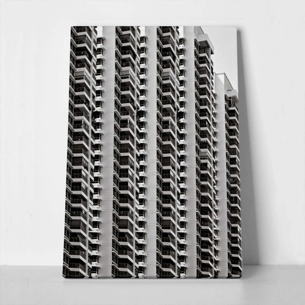 Πίνακας σε Καμβά BLACK AND WHITE ARCHITECTURAL GEOMETRIC APARTMENTS 3