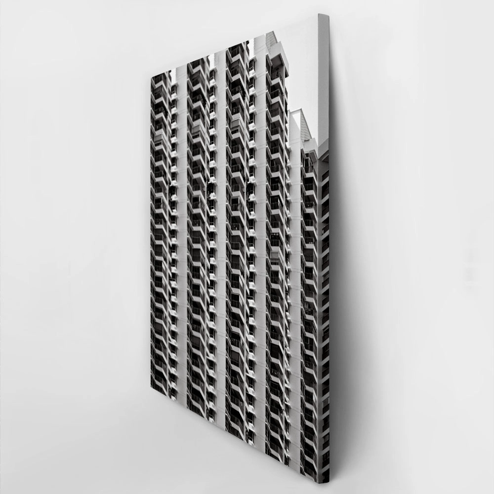 Πίνακας σε Καμβά BLACK AND WHITE ARCHITECTURAL GEOMETRIC APARTMENTS 3