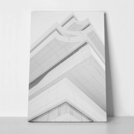 Πίνακας σε Καμβά BLACK AND WHITE ARCHITECTURAL GEOMETRIC APARTMENTS LOW ANGLE BALCONIES - Πολεις και Αρχιτεκτονικη