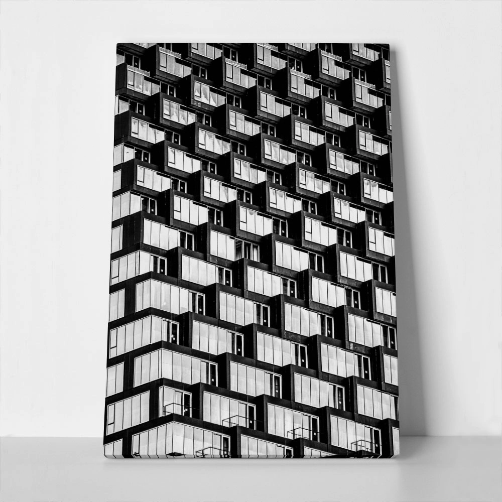 Πίνακας σε Καμβά BLACK AND WHITE ARCHITECTURAL GEOMETRIC APARTMENTS