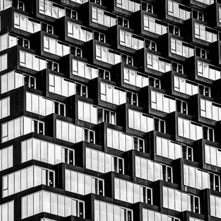 Πίνακας σε Καμβά BLACK AND WHITE ARCHITECTURAL GEOMETRIC APARTMENTS - Πολεις και Αρχιτεκτονικη Sticky 5