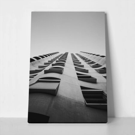 Πίνακας σε Καμβά BLACK AND WHITE ARCHITECTURAL GEOMETRIC BALCONIES 2 - Πολεις και Αρχιτεκτονικη