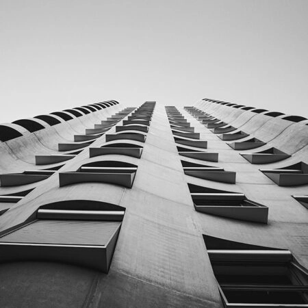 Πίνακας σε Καμβά BLACK AND WHITE ARCHITECTURAL GEOMETRIC BALCONIES 2 - Πολεις και Αρχιτεκτονικη Sticky 5