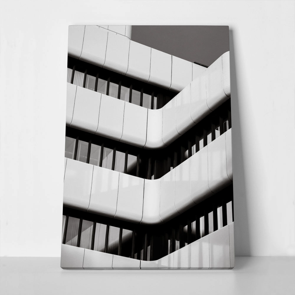 Πίνακας σε Καμβά BLACK AND WHITE ARCHITECTURAL GEOMETRIC BALCONIES