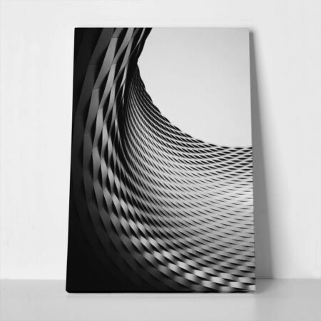 Πίνακας σε Καμβά BLACK AND WHITE ARCHITECTURAL GEOMETRIC CIRCULAR STRUCTURE - Πολεις και Αρχιτεκτονικη