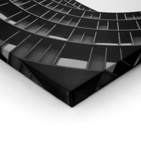 Πίνακας σε Καμβά BLACK AND WHITE ARCHITECTURAL GEOMETRIC CURVED FACADE - Πολεις και Αρχιτεκτονικη Sticky 1