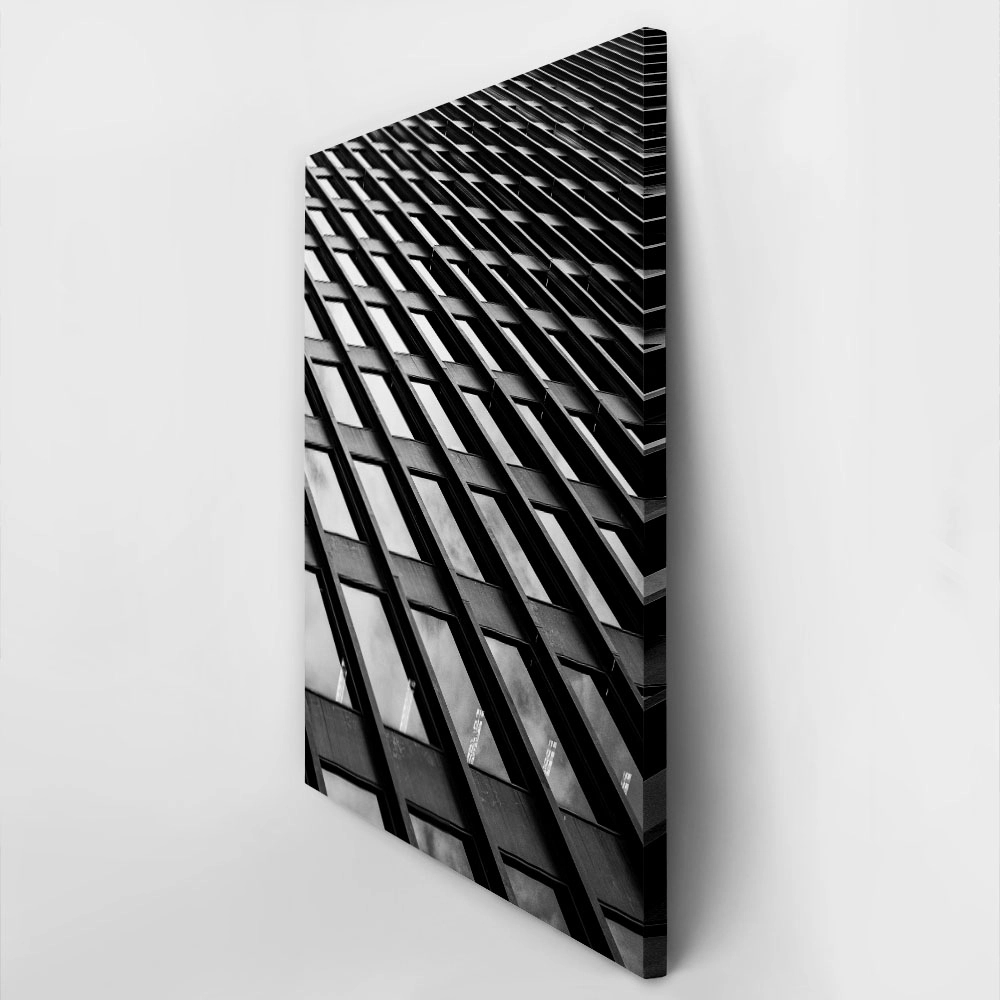 Πίνακας σε Καμβά BLACK AND WHITE ARCHITECTURAL GEOMETRIC GLASS REFLECTION